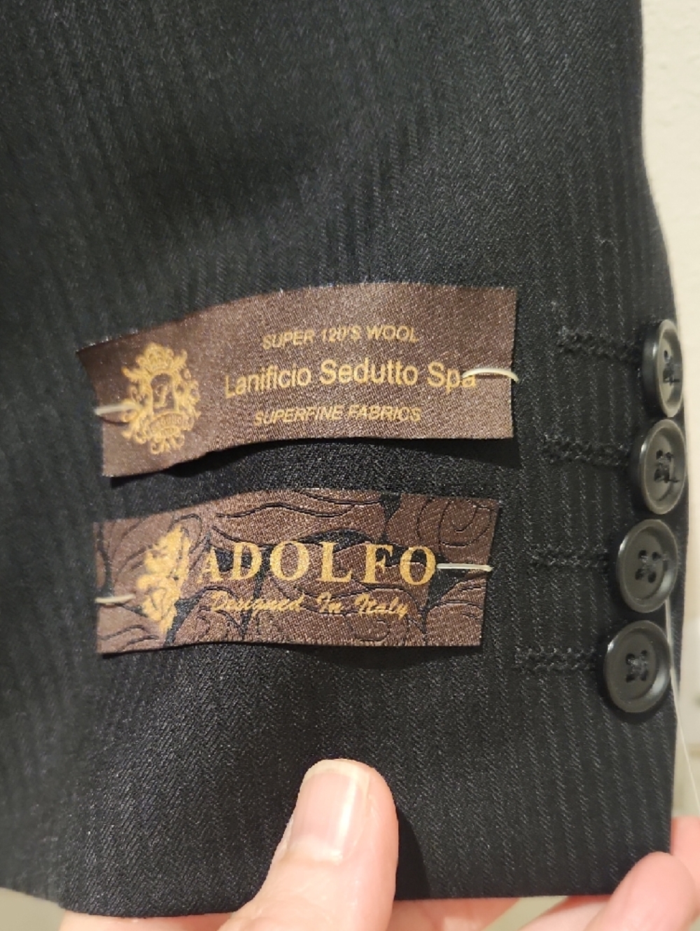 Adolfo Men’s Black Two-Button Suit Jacket Vintage Never Worn Wool 48 Reg - Picture 7 of 11